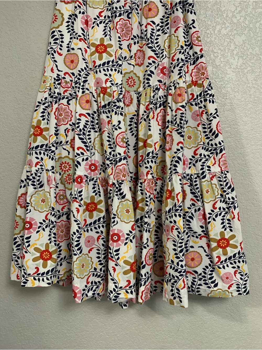 Boden Skirt Womens 8P Poplin Floral Tiered Maxi Pockets Preppy Boho Festival - Picture 4 of 11